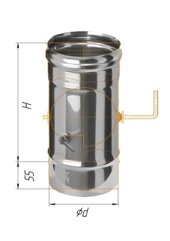 заслонка феррум (шибер поворотный) нержавеющая (430/0,8мм), ф200