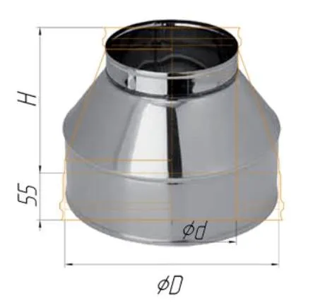 конус феррум нержавеющий (430/0,5 мм), ф150/210, по воде