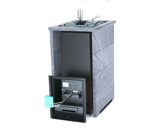 печь для бани изистим геленджик м2 premium в трехстор. кожухе из талькохлорита откр.верх под газ