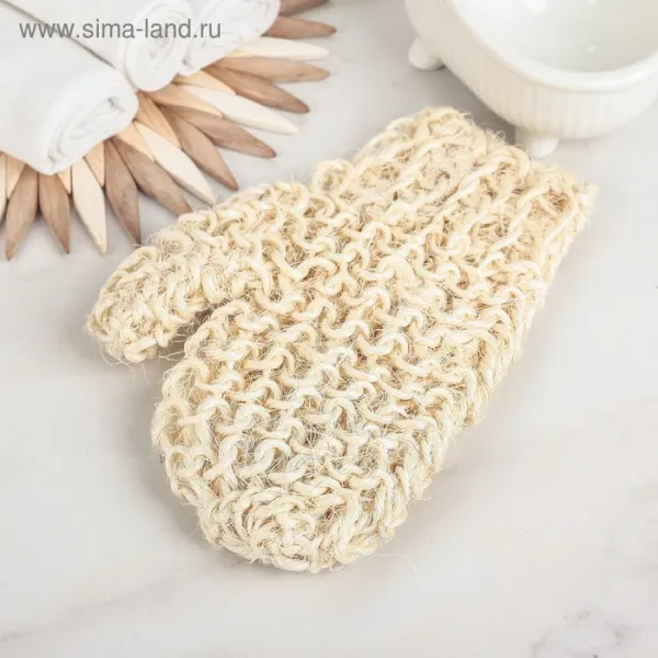 мочалка-варежка джутовая «релакс», 22×12 см